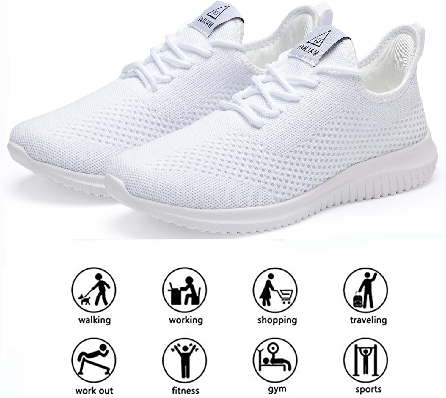 VAMJAM Men's Running Shoes Ultra Lightweight Breathable Walking Shoes Non Slip Athletic Fashion Sneakers Mesh Workout Casual Sports Shoes