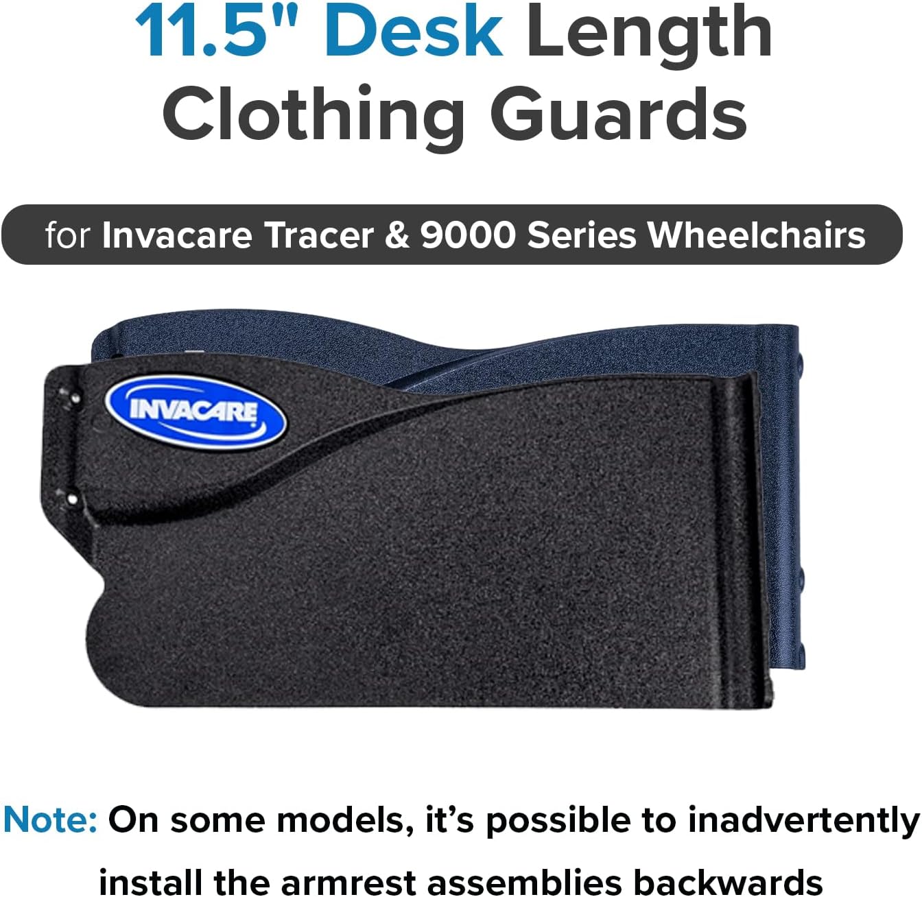 AlveyTech Desk Length Clothing Guard for Invacare Tracer & 9000 Series Wheelchairs (Right) - Replacement Black 11-1/2" x 5" Wheelchair Under Armrest Guard, Side Specific (1110285)