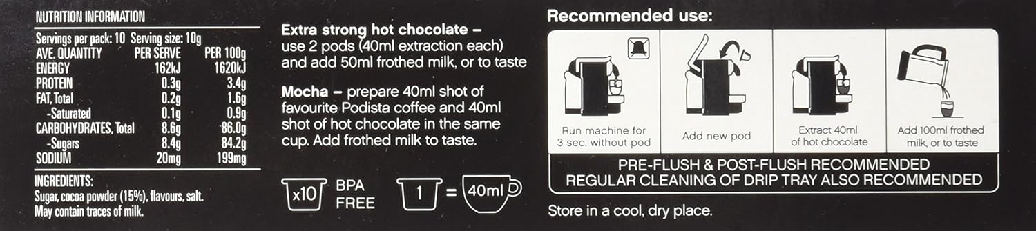 Hot Chocolate Nespresso Compatible Capsules Hot Cocoa Pods - Mint Infusion - 10 Pod Package