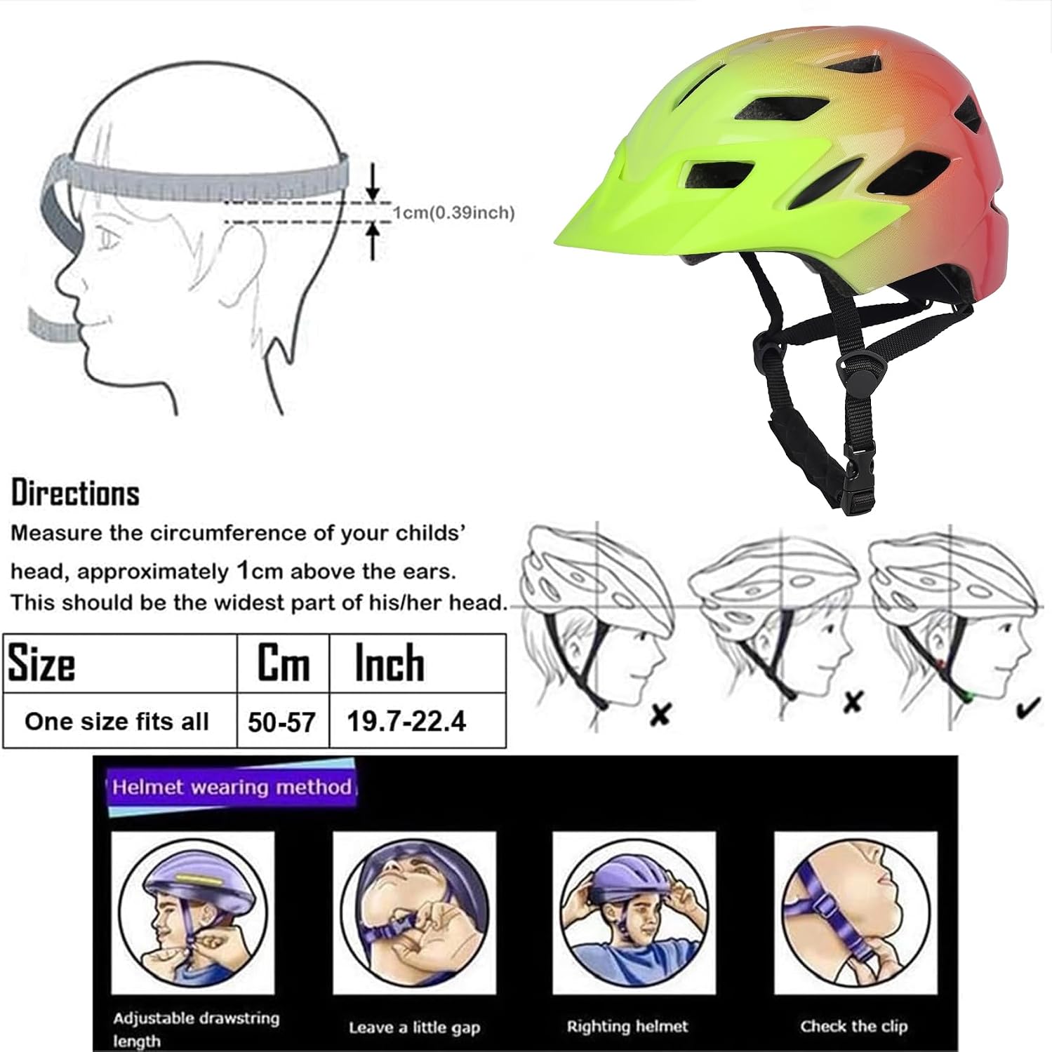 Kids Bike Helmet with LED Light for Youth Teen Toddler Boys Girls