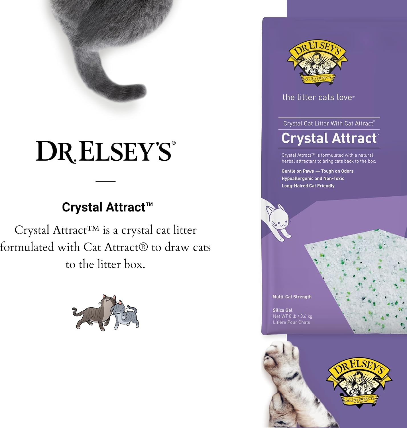 Dr. Elsey's Crystal Attract Silica Cat Litter, 8lbs