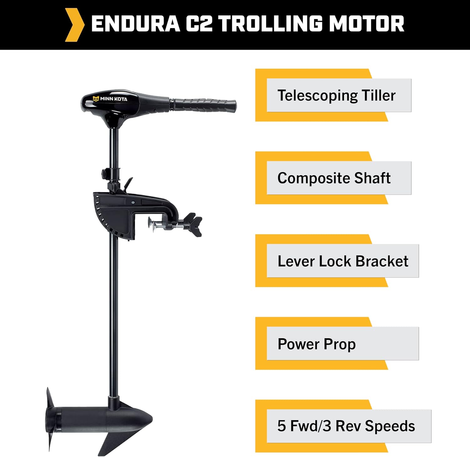 Minn Kota Endura C2 Transom-Mount Electric Trolling Motor – 30 Lb. Thrust, 30 in. Shaft, Freshwater
