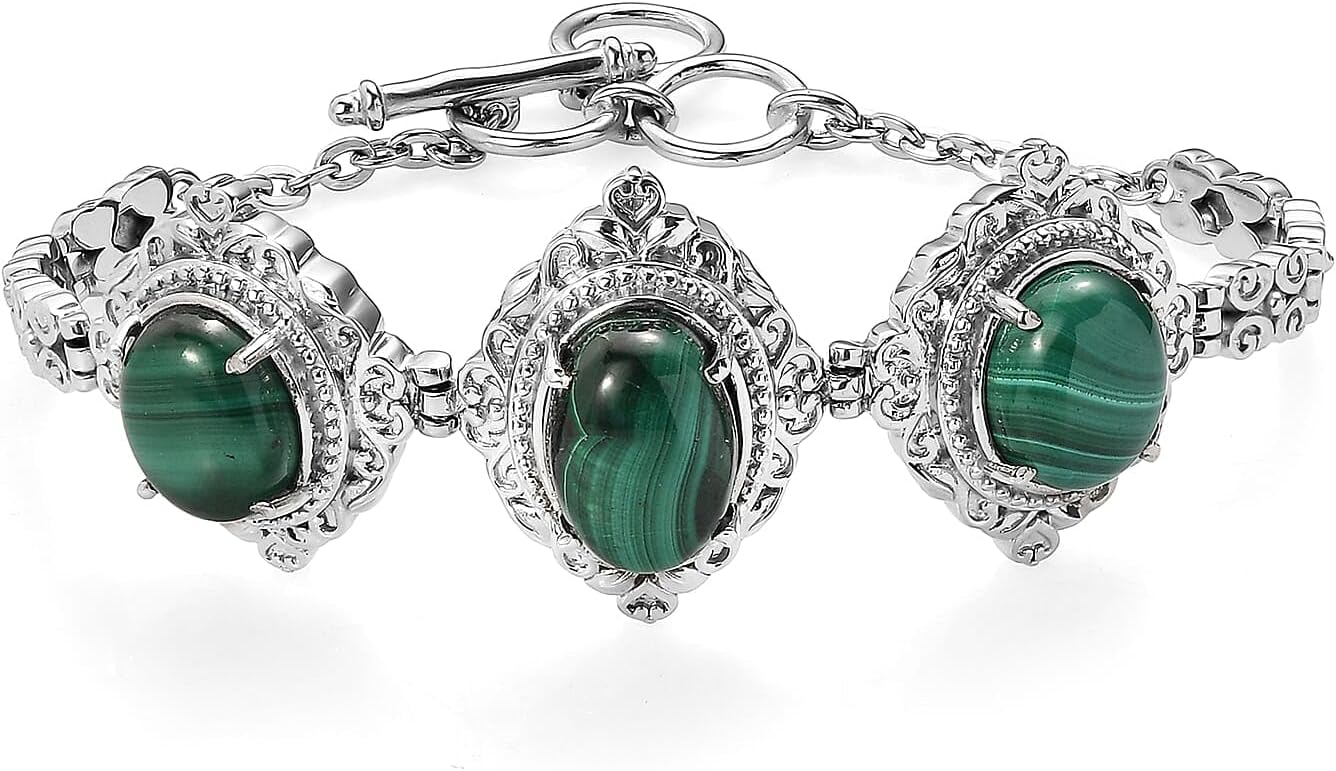 Malachite 29.35 ctw Bracelet in Stainless Steel 7.00 In