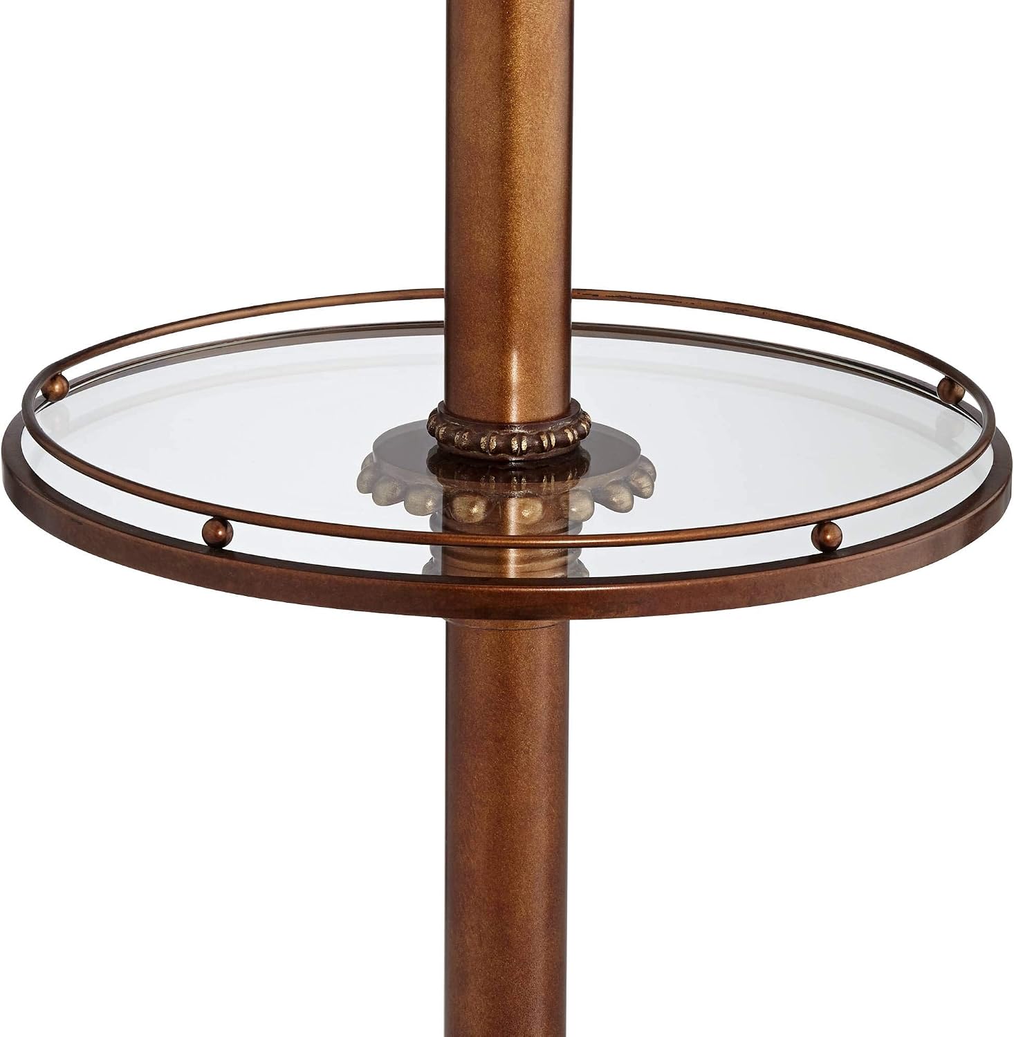 Kathy Ireland 65" Tall Night Light Glass Tray Table Floor Lamp Living Room | Hyde Park Rustic Vintage with Nightlight Bronze Gold Metal Pearl White