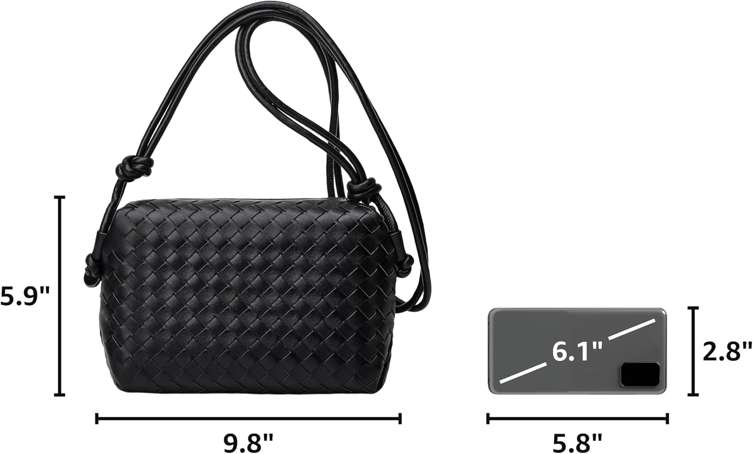 Woven Crossbody Bag for Women: Vegan Leather Handbag for Leisure | Classic Handwoven Bag For Style - Compact Design, Lightweight, Minimalist Style, Fits Phone, Cards & Key, Ideal for Daily Use
