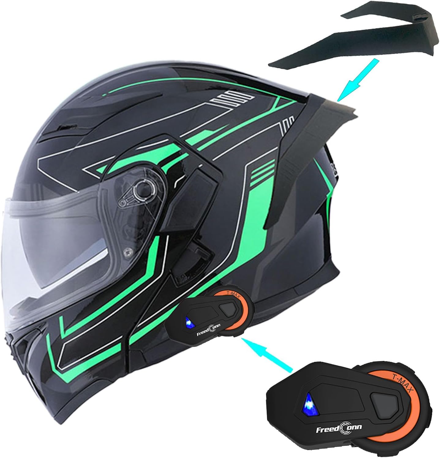 1Storm Motorcycle Modular Full Face Helmet Flip up Dual Visor Sun Shield: HB89