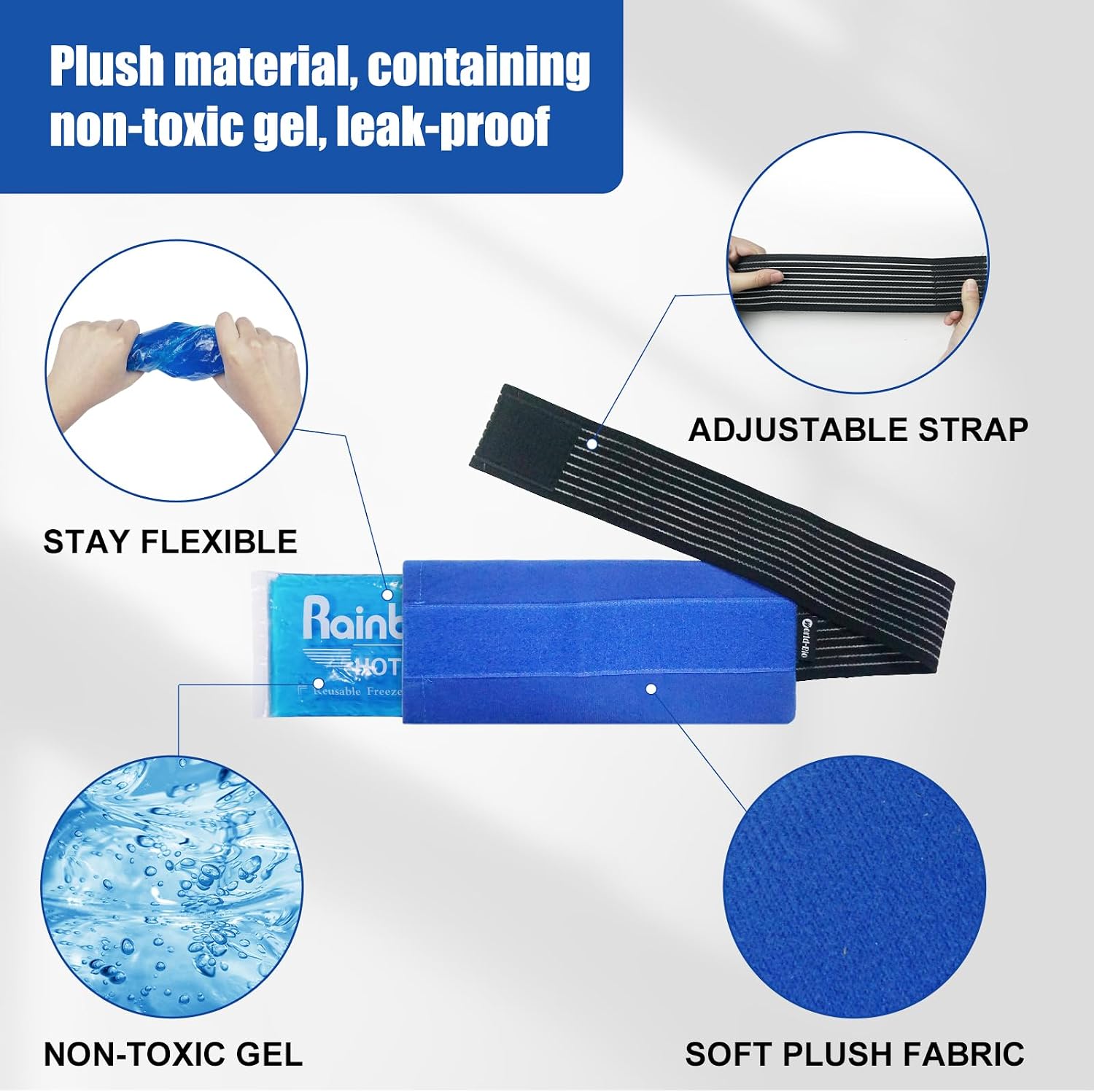 Soft Ice Packs Reusable Gel Pack 2, Hot and Cold Gel Ice Packs for Injuries, Headaches, Joint Pain Relief, Comfort Ice Pack Flexible Therapy on Neck, Ankle, Knee, Leg, Shoulder, Elbow, Wrist, Feet