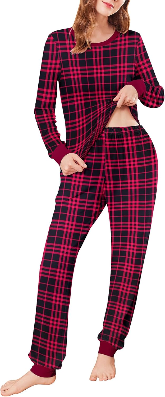 Ekouaer Womens Pajamas Sets Long Sleeve Tops with Jogger Pants
