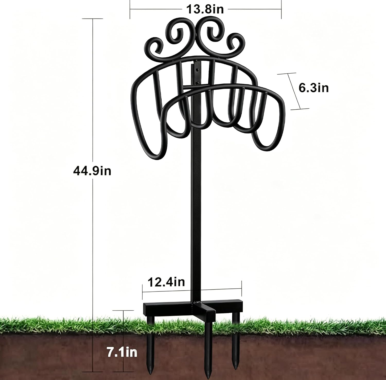 AMAGABELI GARDEN & HOME Hose Holder for Outside Freestanding 150 Feet Christmas Gift Heavy Duty Metal Detachable Rustproof Hose Stand Hanger