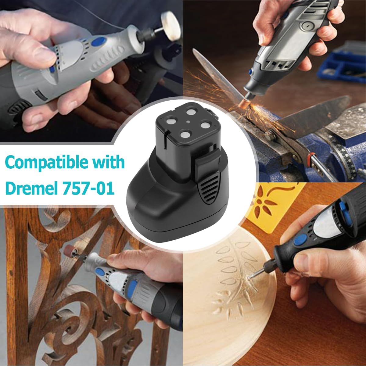CREABEST 7.2V 3500mAh Ni-MH Battery Compatible with Dremel 757-01 7700 | MultiPro Cordless Rotary Tool Models Replacement for Dremel 7700-01 7700-02