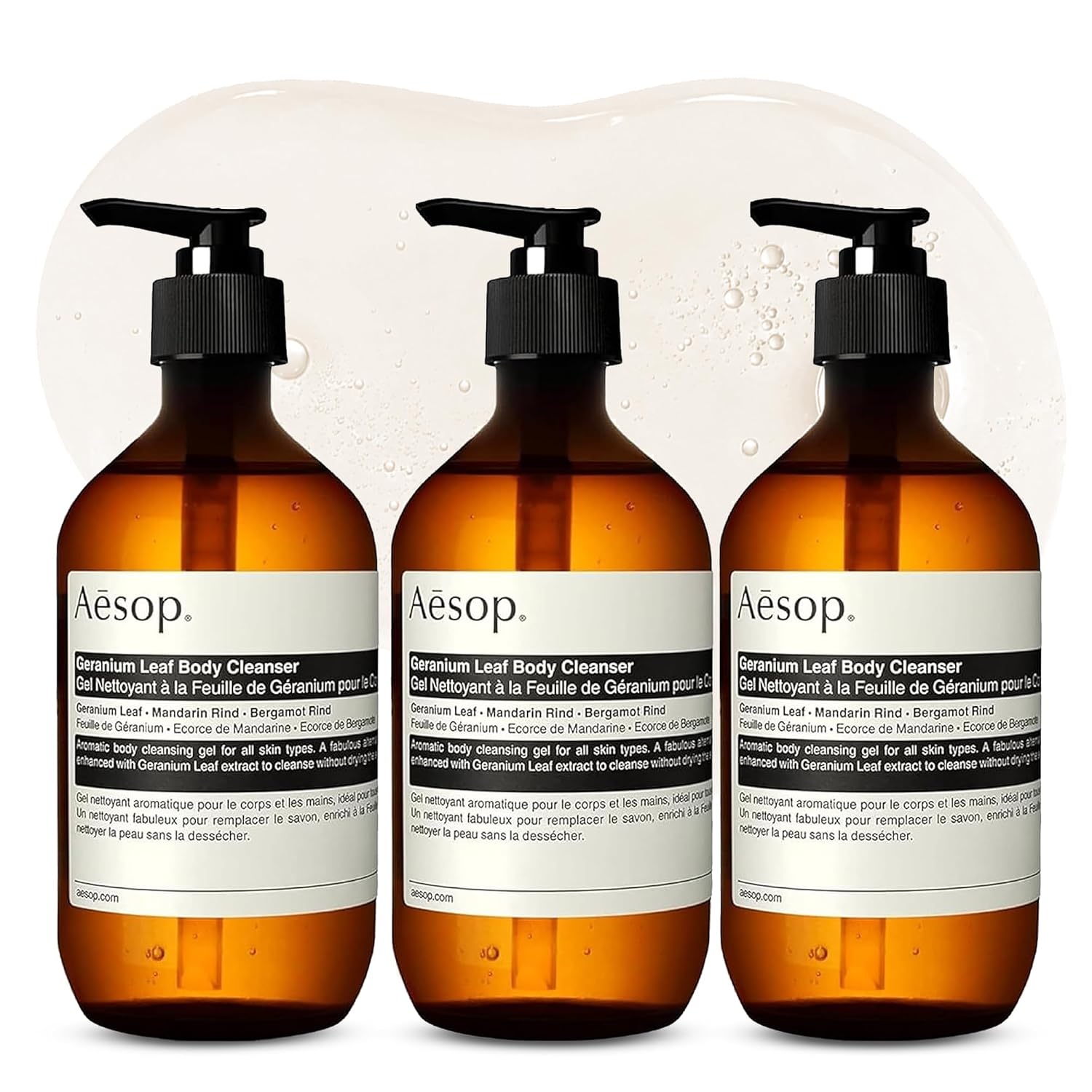 Aesop Geranium Leaf Body Cleanser | Gentle Shower Gel with Geranium, Mandarin and Bergamot Essential Oil Blend to Refresh & Balance Skin | 500 mL / 16.9 oz