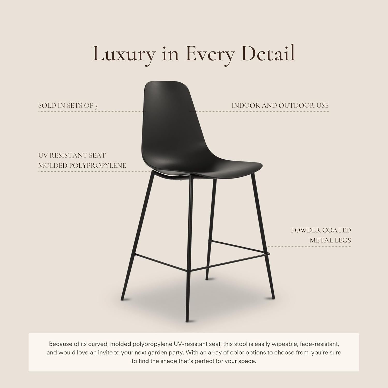 Poly & BARK Isla Modern Kitchen Chairs Set of 4 - Plastic Dining Chair with Metal Legs - Quick Assembly Simple Cafe Chairs Plastic for Indoor or