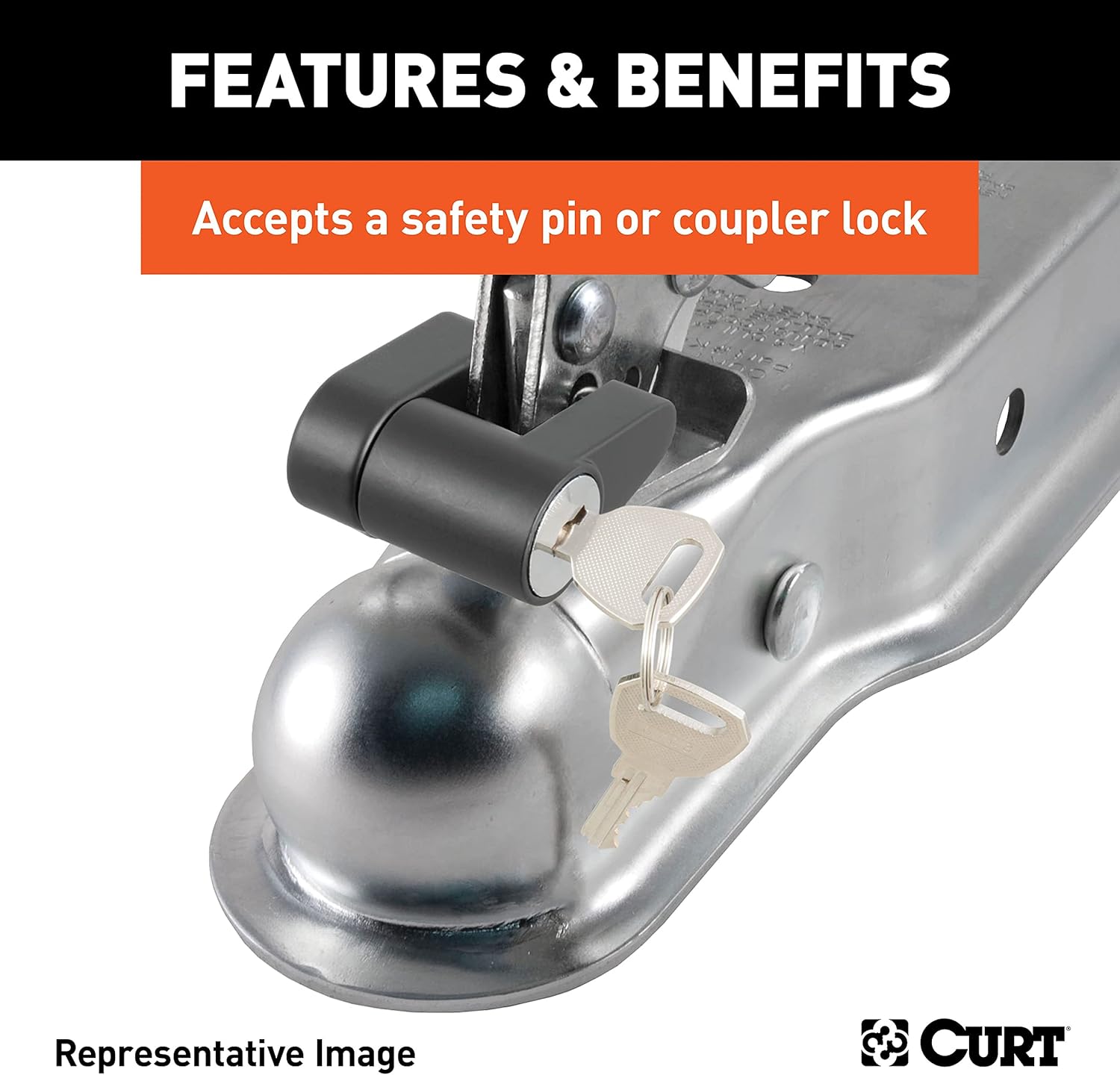 Curt Manufacturing K-5153 Class 2 3500 Gtw 2 in Ball 2 in Channel Zinc Plated