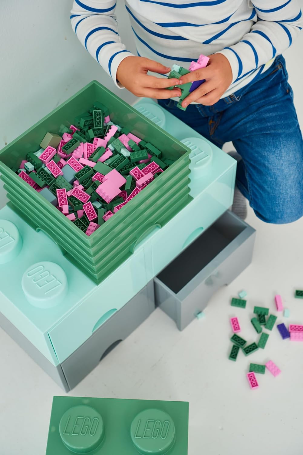 Room Copenhagen LEGO Storage Brick Drawer 4, 9-3/4 x 9-3/4 x 7-1/8 Inches, Bright Yellow (4003) | Stackable Storage Box Storage with Lid Toy Organization Home Decor Office Kids Room