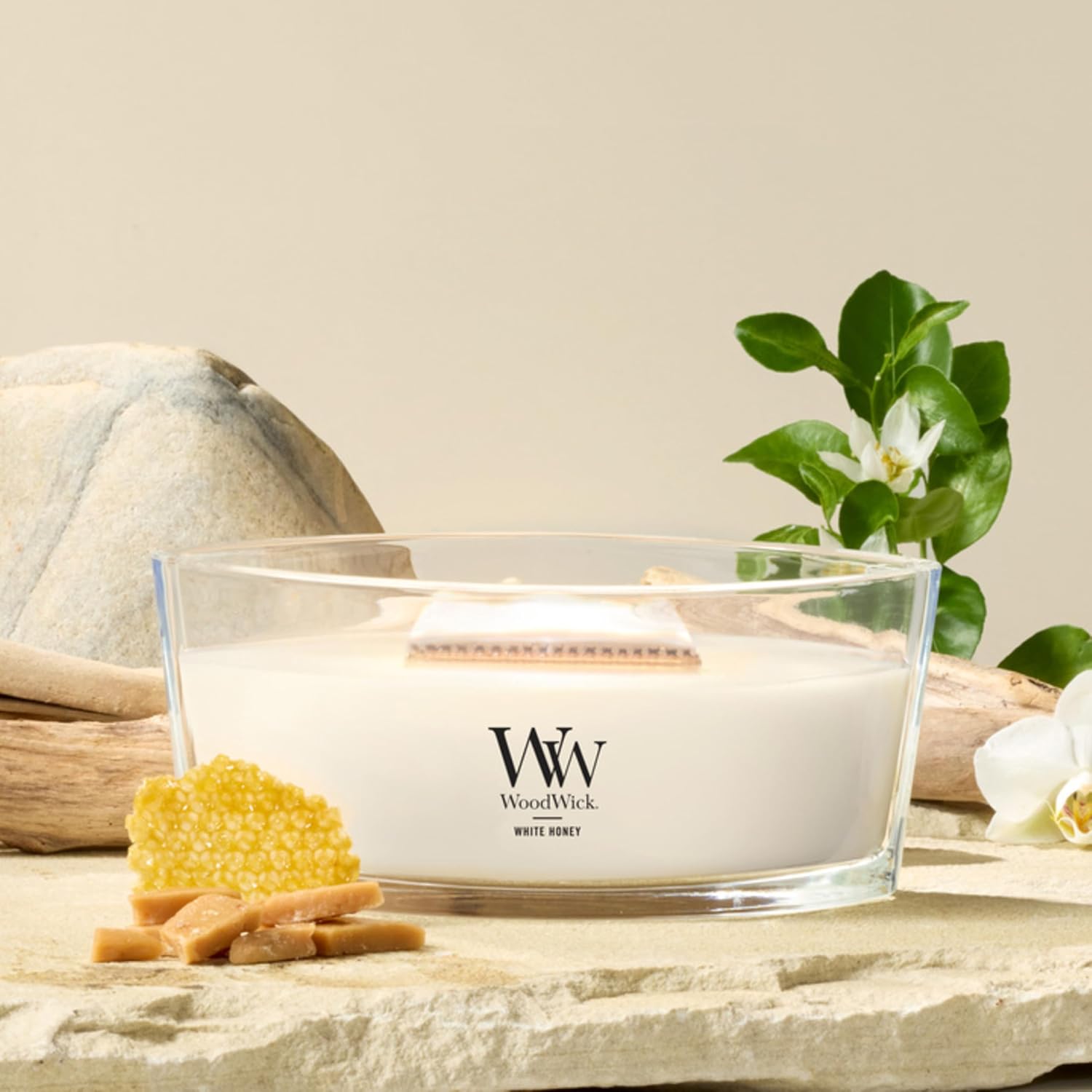 WoodWick Lavender Spa Gifts for Women and Men, 9.7 oz Medium Hourglass Candle with Crackling Wick