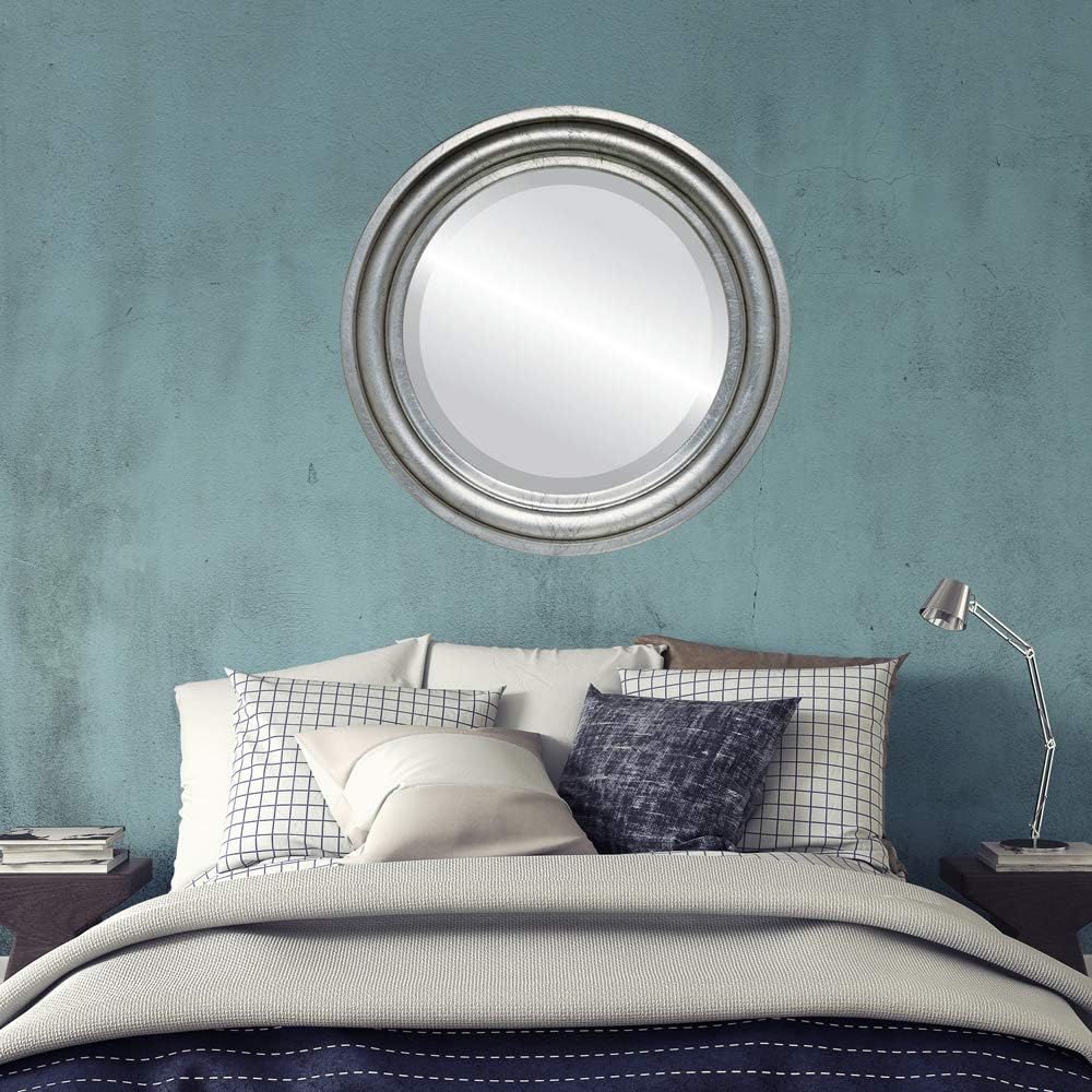 OVALCREST Round Beveled Wall Mirror for Home Decor - Philadelphia Style - Rubbed Bronze - 22x22 Outside Dimensions