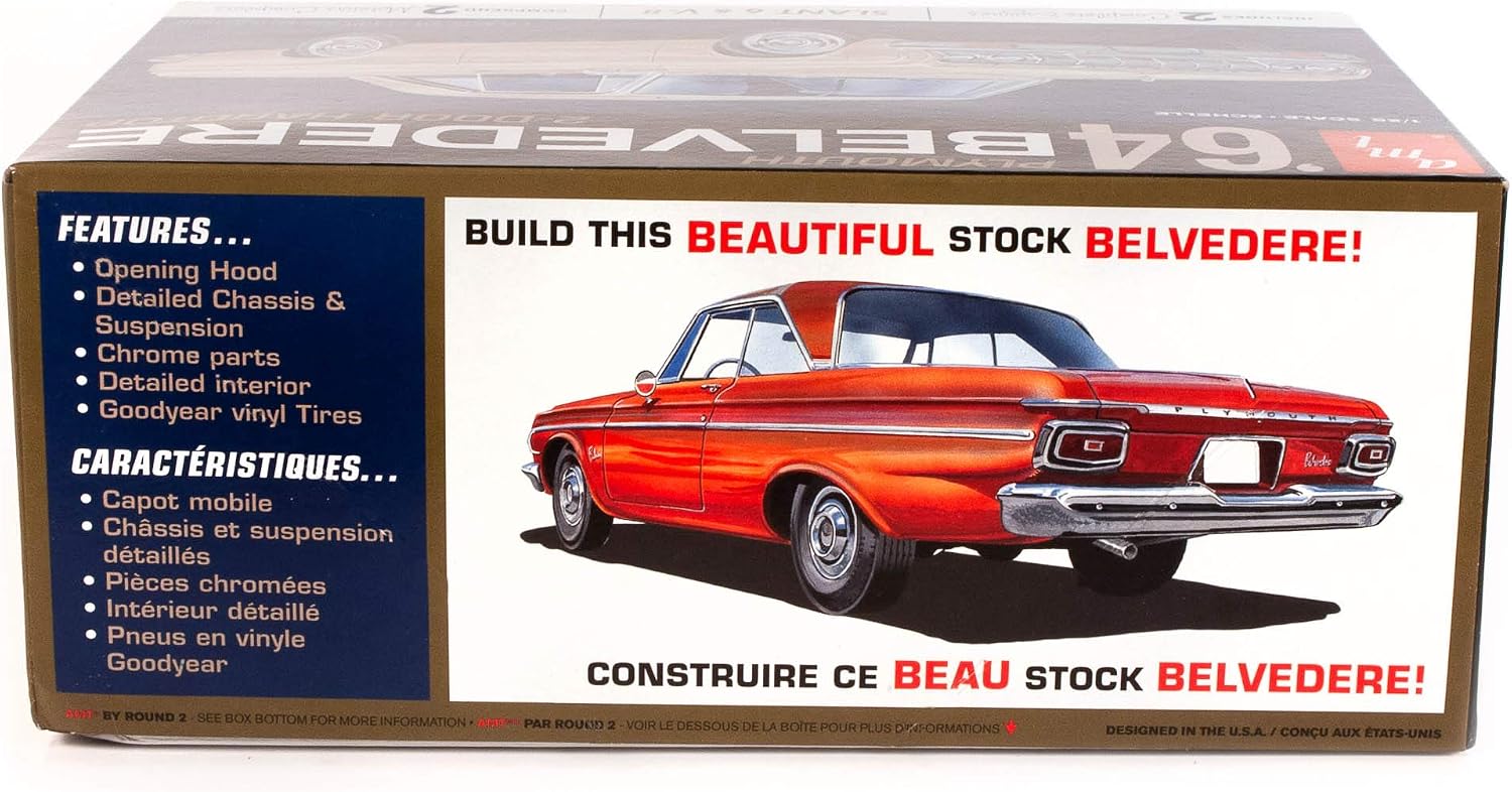 AMT - 1964 Plymouth Belvedere (w/Straight 6 Engine) 2T, 1:25 (AMT1188M), White
