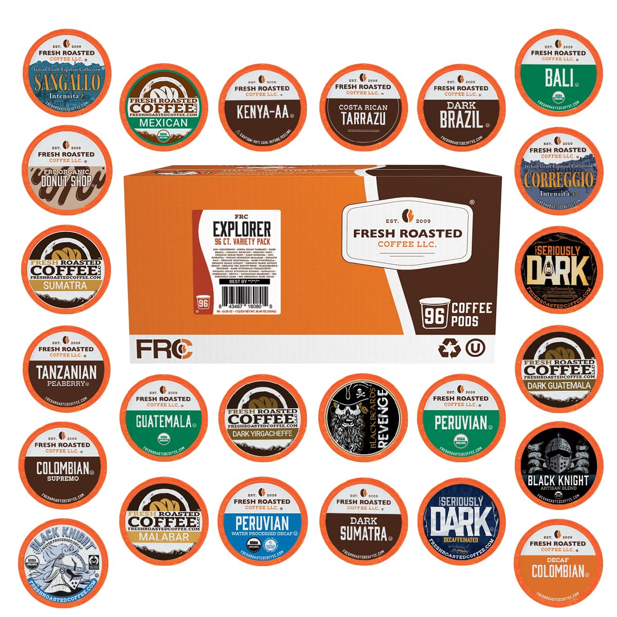 Fresh Roasted Coffee, Organic Colombian K-Cup Pods for Keurig Brewers, Medium Roast, USDA Organic, Kosher, 24 Count (Pack of 3)