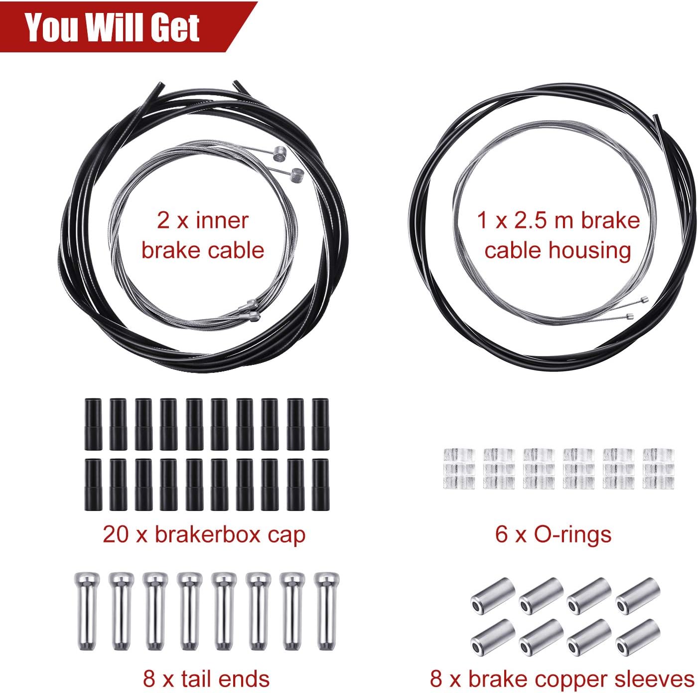 Boao Universal Bike Brake Cable Kit Bicycle Cable Housing Set