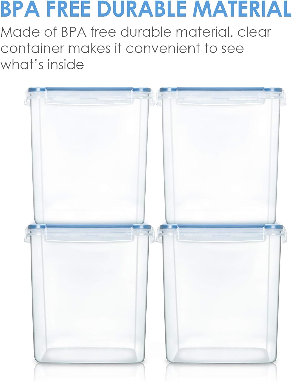 Vtopmart 5.2L Flour Sugar Storage Containers, 4 PCS, Black