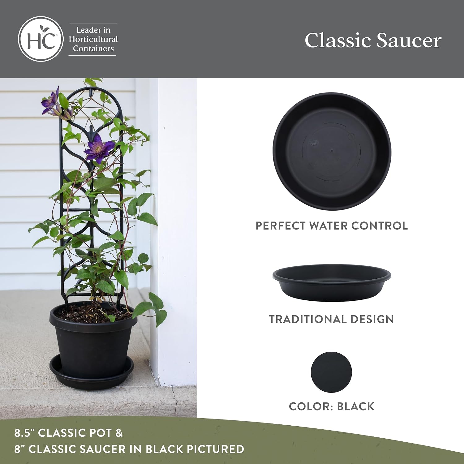The HC Companies 14 Inch Round Plastic Classic Plant Saucer - Indoor Outdoor Plant Trays for Pots - 14"x14"x2.5" Sandstone