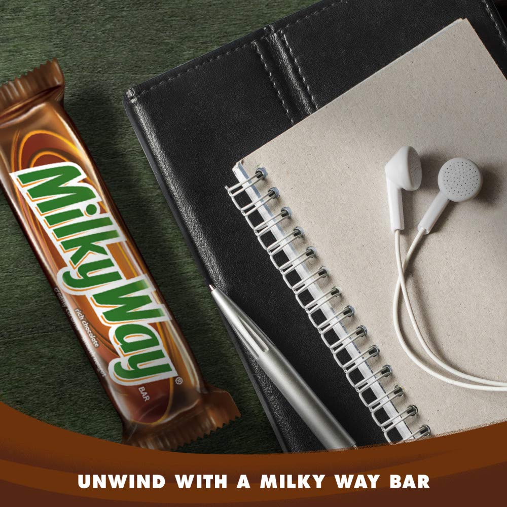 MILKY WAY Milk Chocolate Caramel Candy Bars, Full Size, Bulk Box, 36 ct | Caramel and nougat in milk chocolate bars, individually wrapped for sharing, party favors, movie nights, gift bag, baking