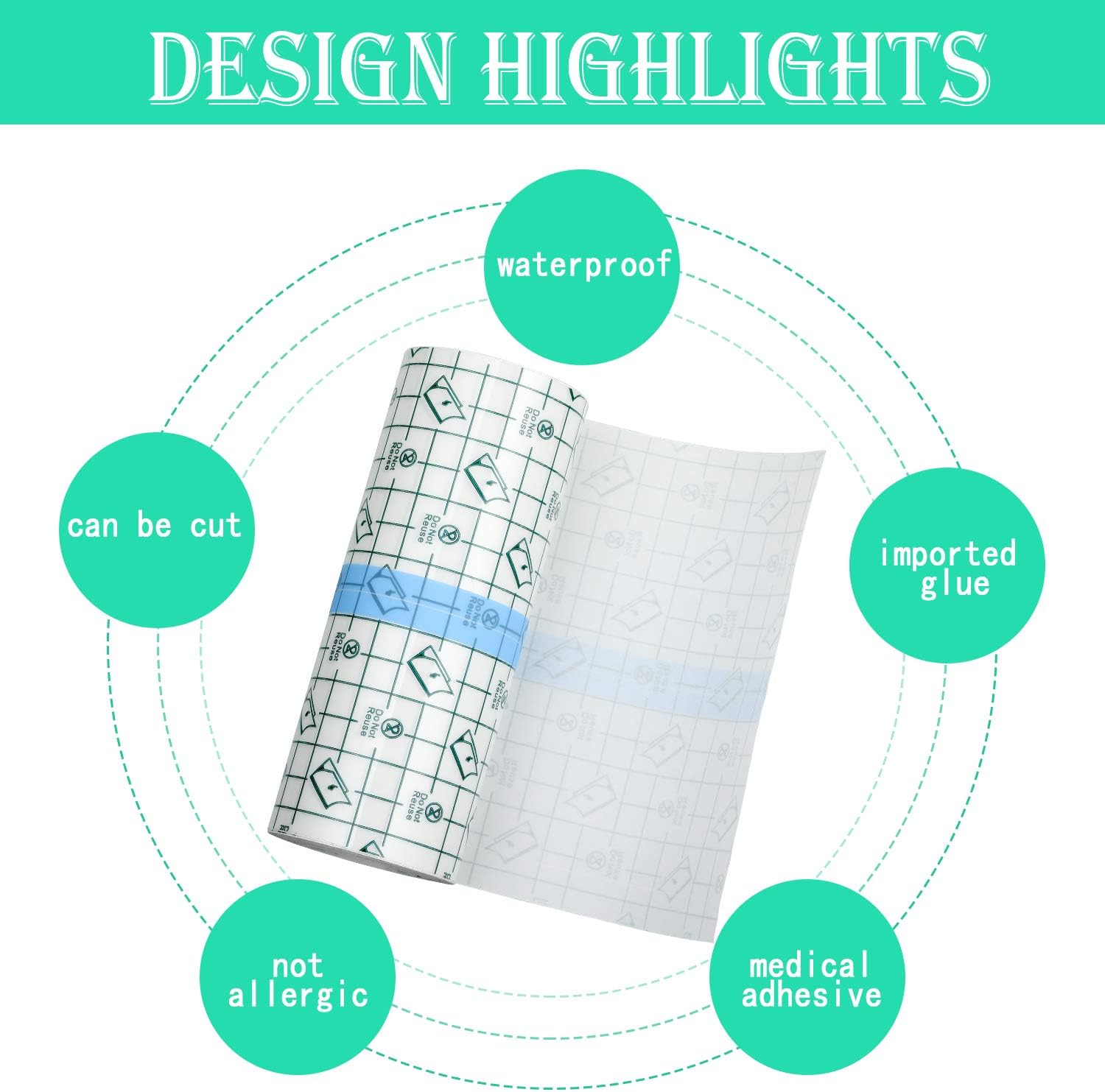 BBTO Transparent Waterproof Adhesive Dressing Bandage Tape, 6 x 197 Inch