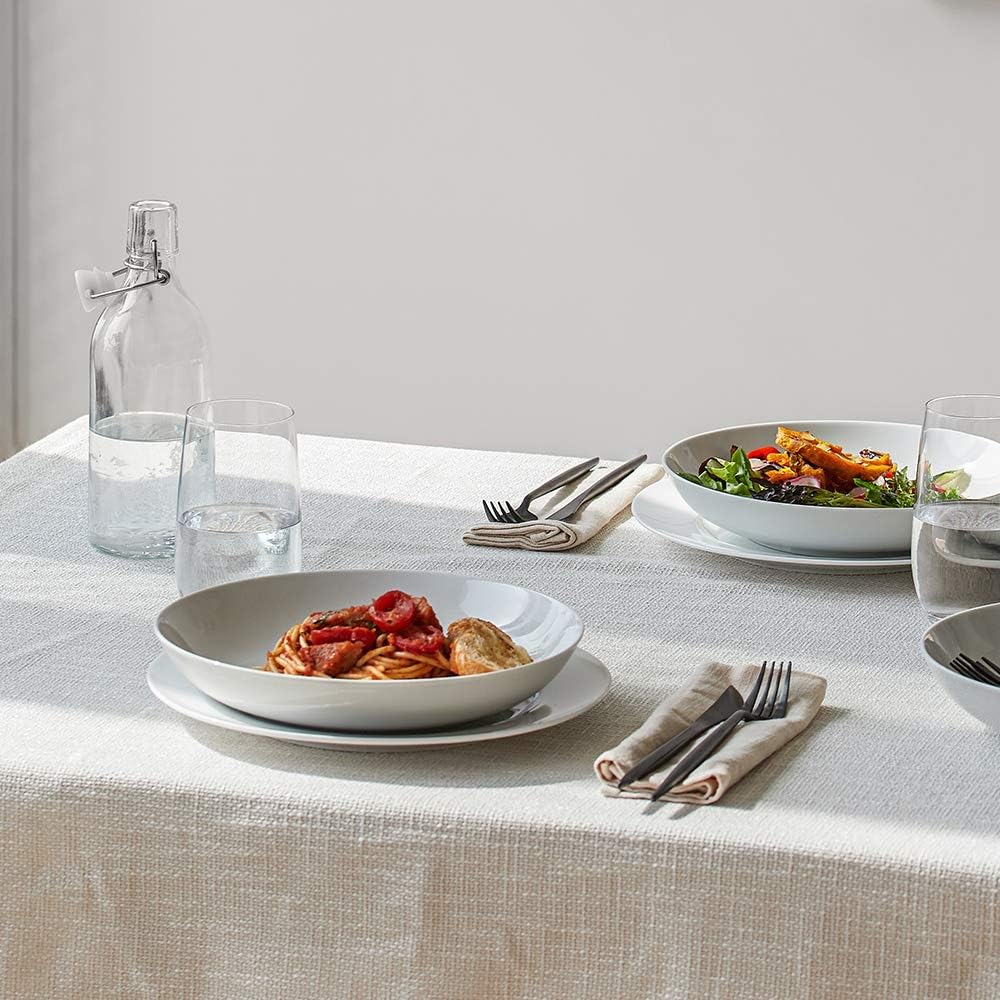 Y YHY 9" Pasta Bowls, 40oz Large Salad Bowls Set of 6, Wide Shallow Ceramic Bowls for Serving Soup, White Dinner Plates Set for Kitchen