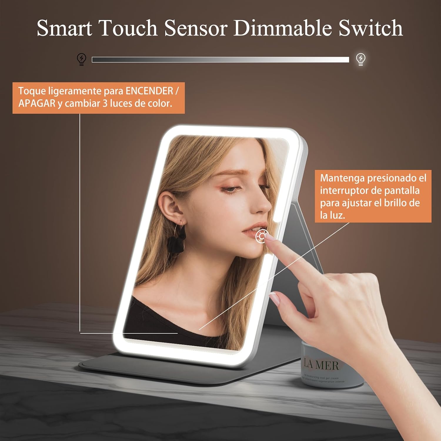 FUNTOUCH Rechargeable Travel Makeup Mirror with 72 Led Lights