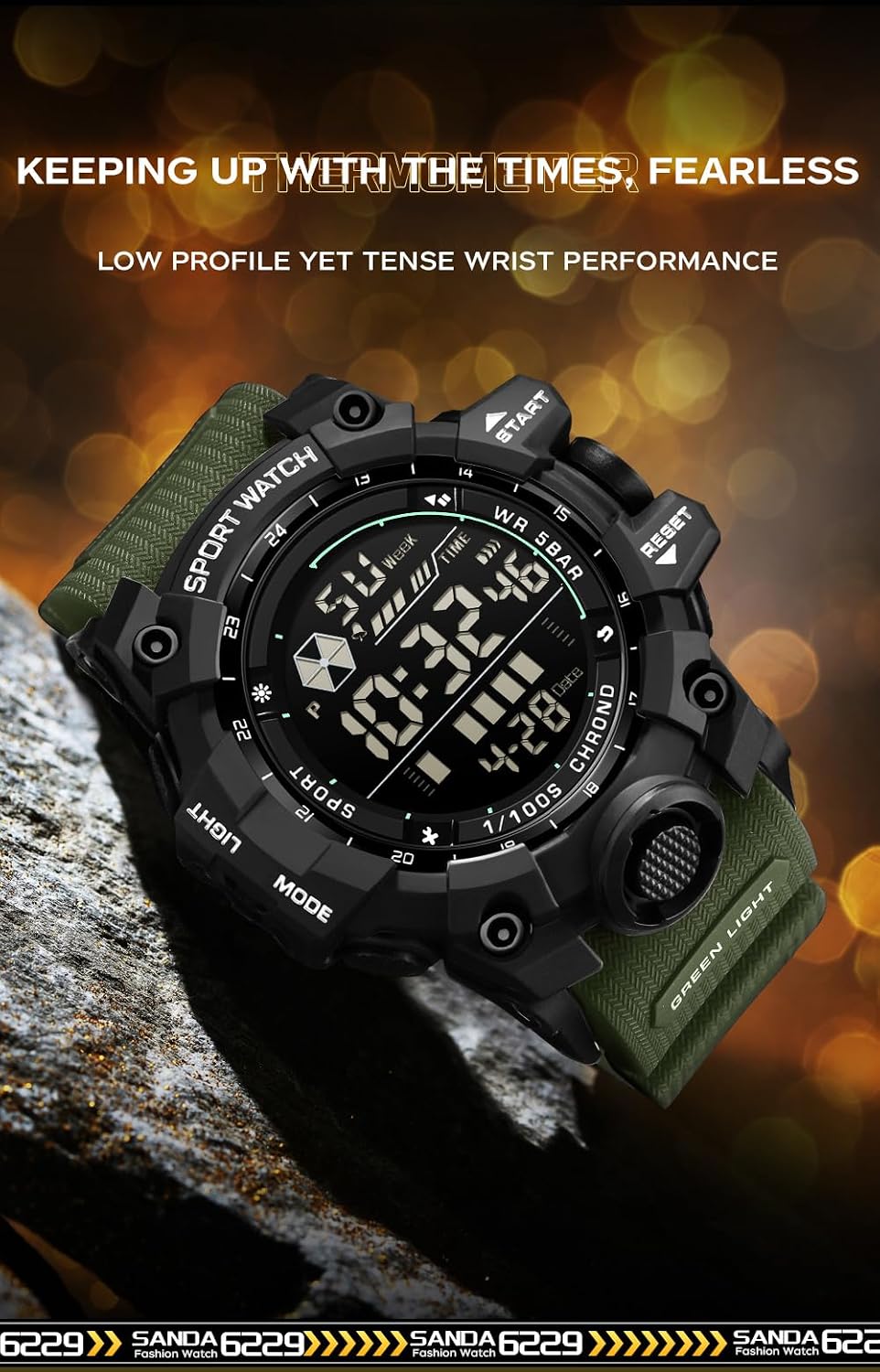 FANMIS Men's Digital Sport Watch Military LED Alarm Waterproof Quartz Watch | Tactical Outdoor Sport Watch Multi Function Led Display Alarm Stopwatch Date Quartz Rugged Style Daily Water Resistance