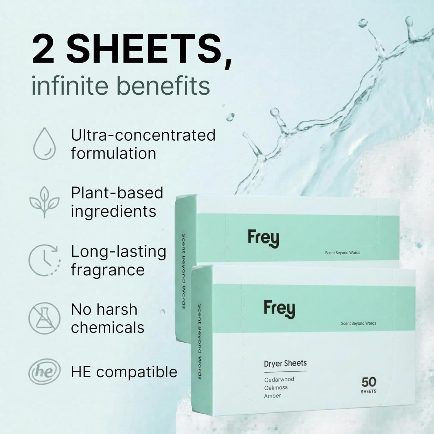 FREY Naturally Scented Dryer Sheets, 2-Pack, Cedar Grove