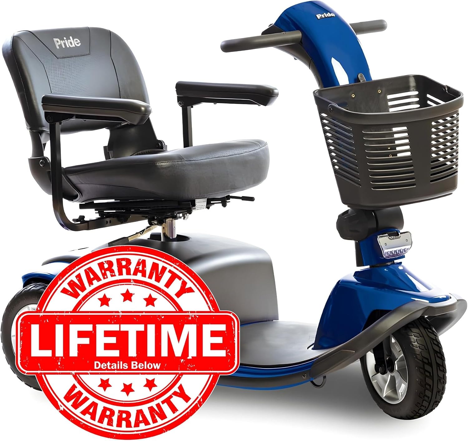 Pride Mobility Victory 10 3-Wheel Scooter - Comfort Mobility for Adults, U-1 Battery, 400 Lbs Weight Capacity, Viper Blue, 18"x17" Fordable Seat - SC610