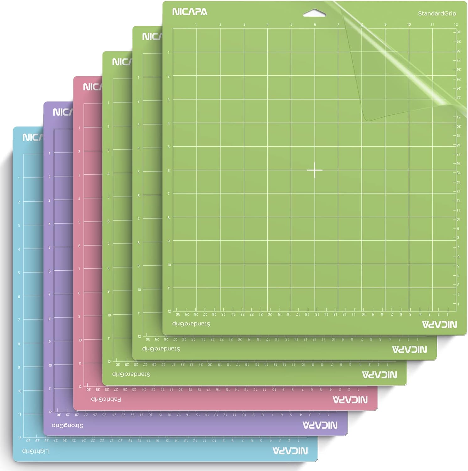 12x12 inch Standard Grip Cutting Mat for Cricut Maker 3/Maker/Explore 3/Air 2/Air/One (3 Pack) Standard Adhesive Sticky Green Quilting Replacement Cut Mats