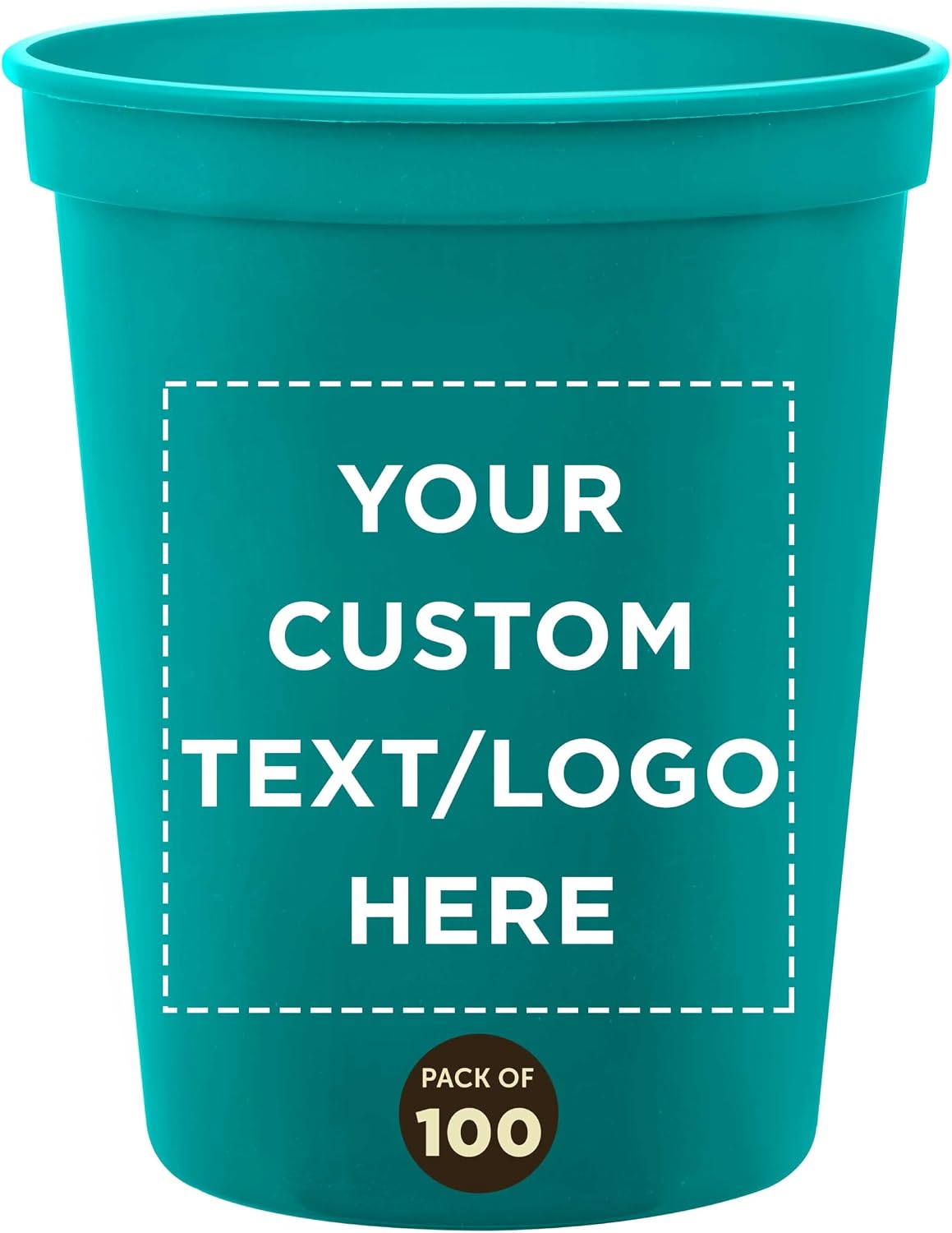 DISCOUNT PROMOS Custom Plastic Stadium Cups 16 oz. Set of 10/50/100, Personalized Bulk Pack - Perfect for Birthdays, Weddings, Picnic, Beach