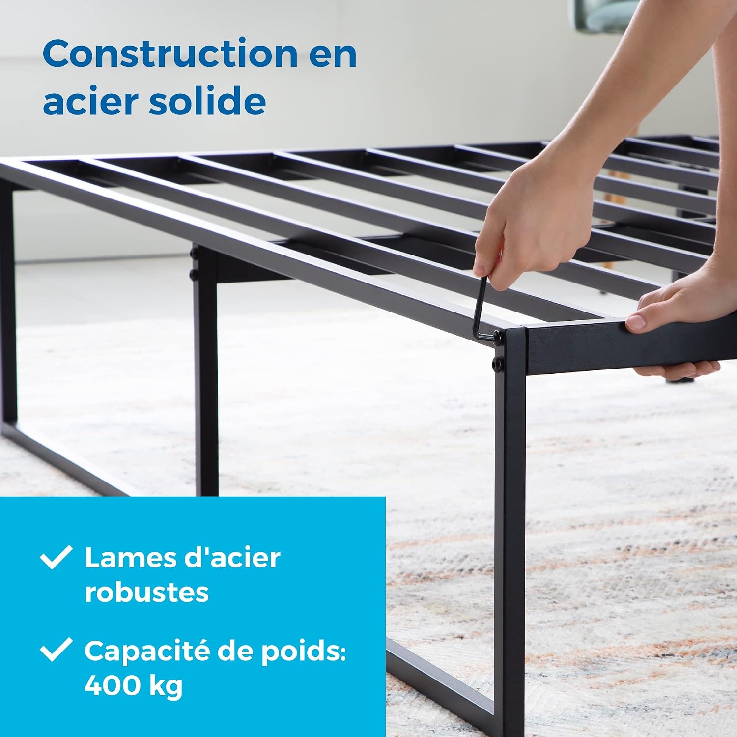 Linenspa Folding Metal Platform Bed Frame - Easy Assembly - Sturdy Steel - No Box Spring Needed - Underbed Storage - Mattress Foundation - 14" High