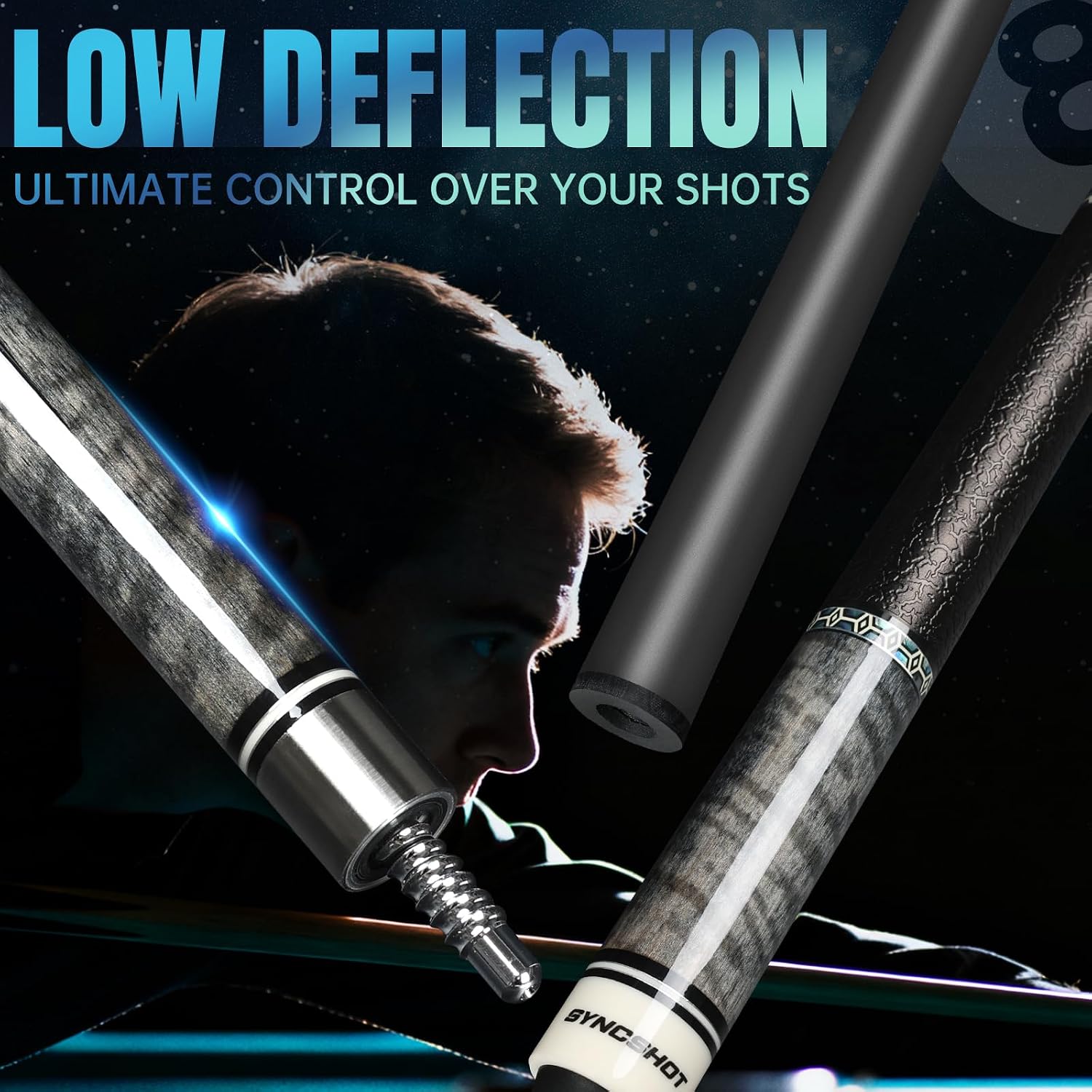 Carbon Fiber Pool Cue Stick 58" Professional Pool Sticks for Adults Full Carbon Technology Low Deflection Pool Cue Billiard Cues with 12.5mm Tip