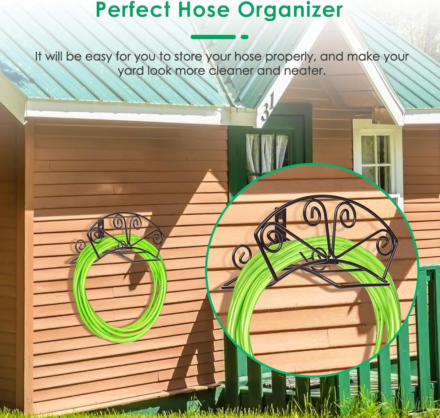 TomCare Garden Hose Holder, Heavy Duty 150 ft Capacity Hose Hanger