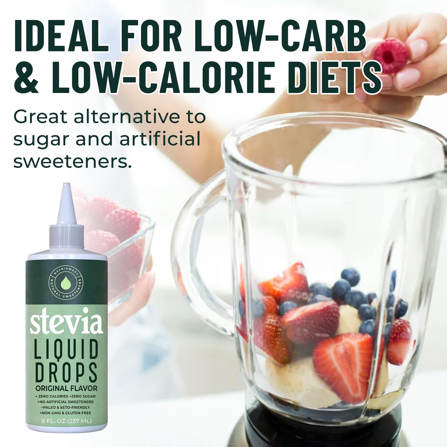 Stevia Liquid Drops, 8 Fl oz, 1823 servings, Pure Concentrated Drops with Zero Calories & Zero Carbs