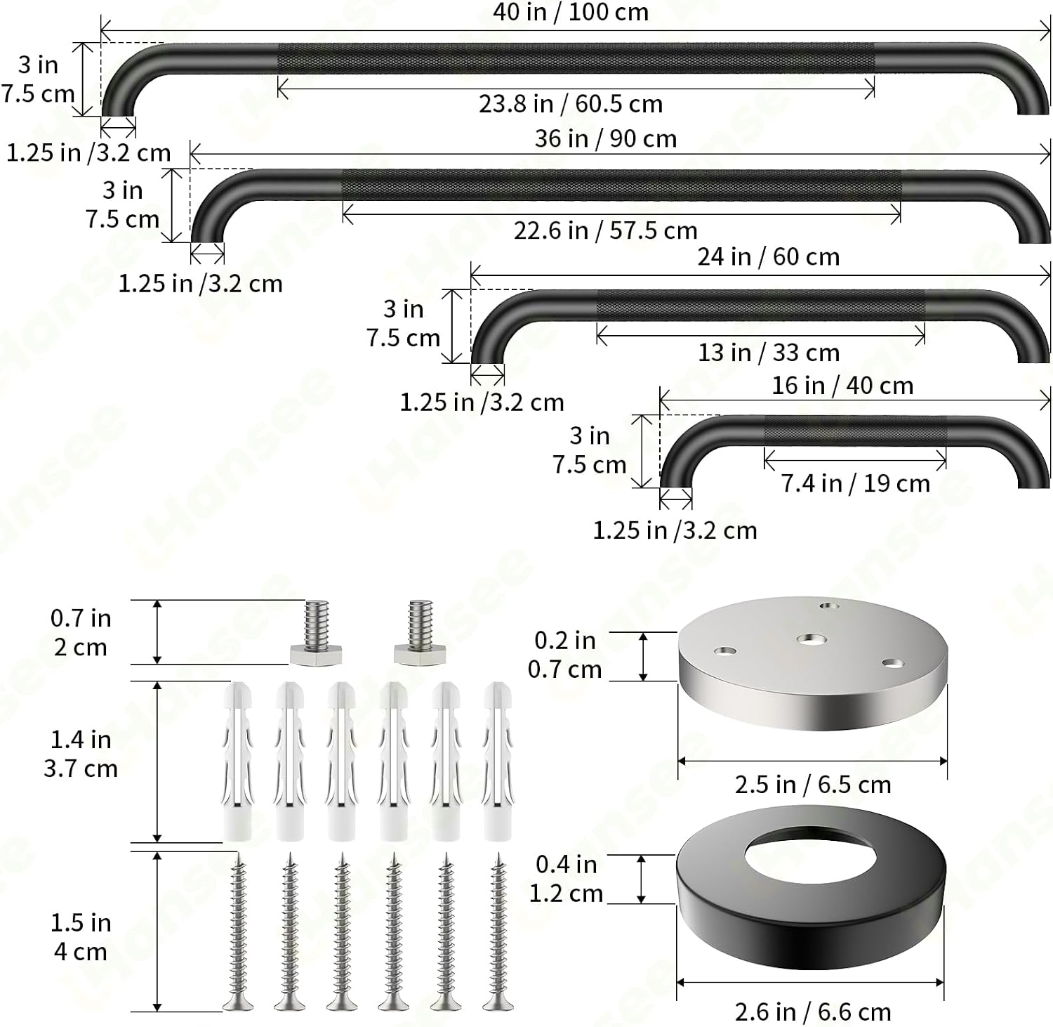 Brushed Nickel Grab Bars 18" 32" 36" 42" Bundle - 1.25" Diameter | 4 Pack Commercial Grab Bar, Anti-Slip Safety Shower Handrail, Toilet Handicap Bar, Stainless Steel Bathroom Handle for Senior