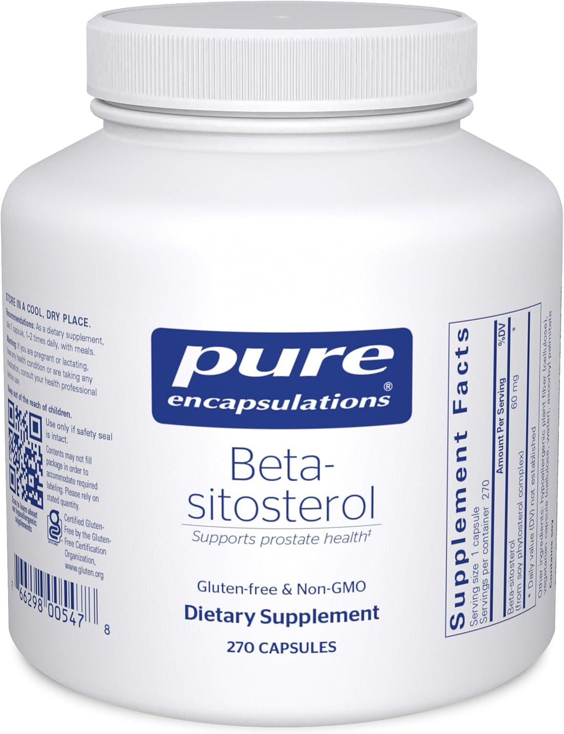 Pure Encapsulations Beta-Sitosterol | Supplement for Urinary Flow and Health* | 270 Capsules | Men's Supplement for Urinary Flow and Health*, Plant Sterol Formula, Hypoallergenic, Gluten-Free, Dairy-Free