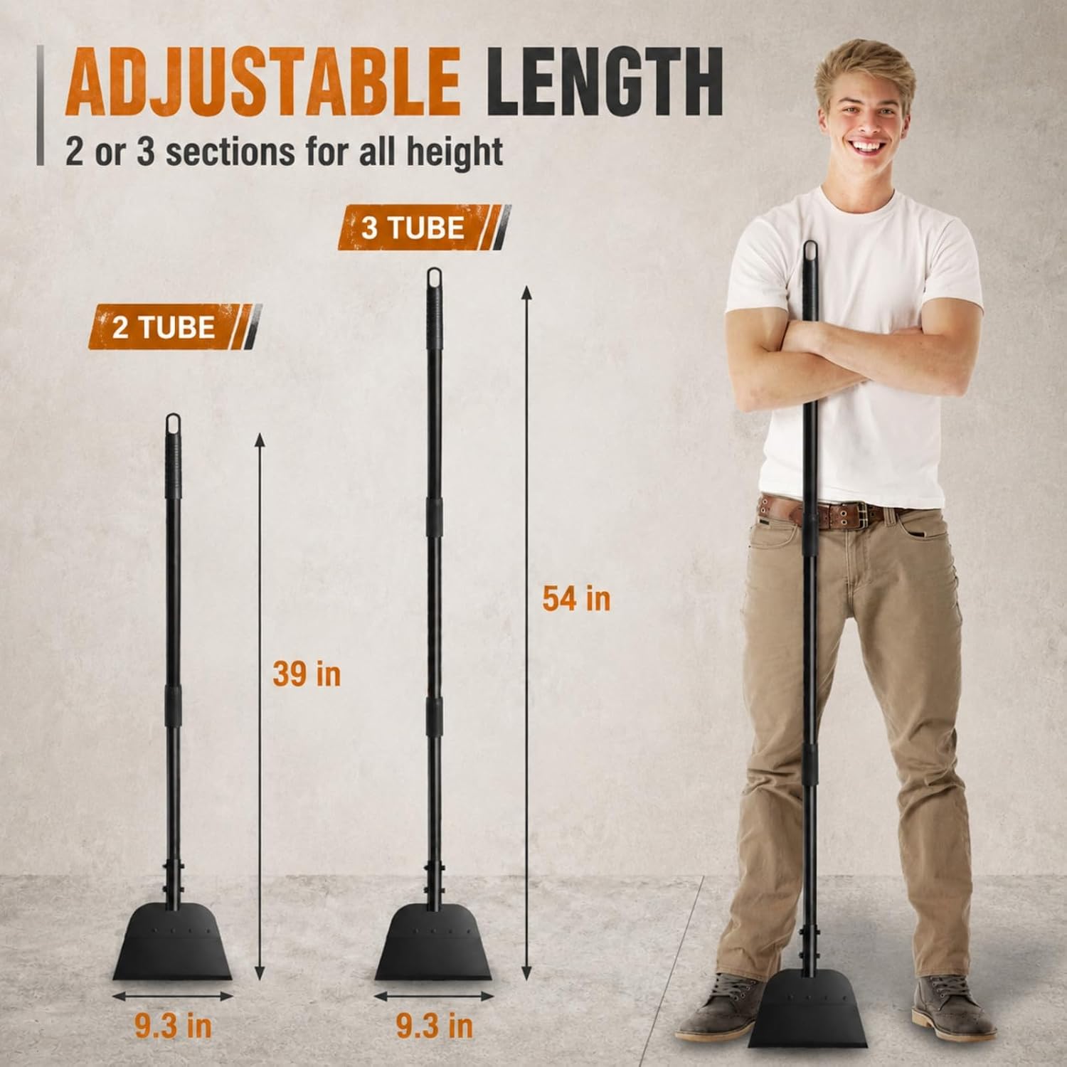Garden Flat Shovel, 54 Inch Heavy Duty Ice Scraper Chopper | Multifunctional Garden Cleaning Scraper with Adjustable Handle