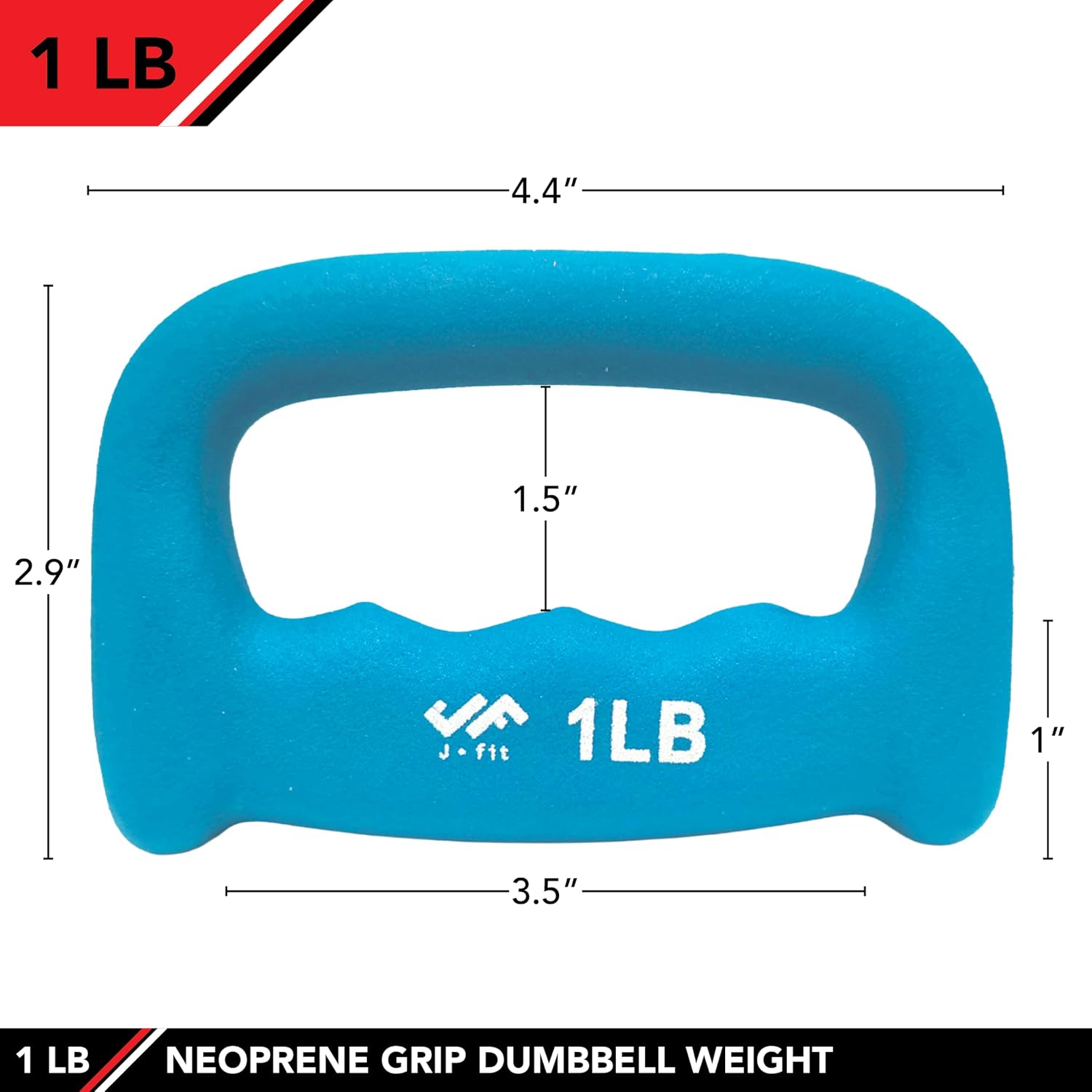 JFIT Neoprene D Grip Dumbbells - Single Weights 1LB-5LB - Premium Non-Slip, Hand Weights, Ergonomic Design