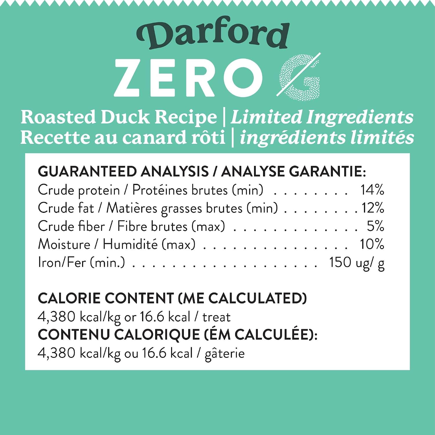 Darford - Zero/G Roasted Duck Recipe Minis Dog Treats, 6 ounce Pouch
