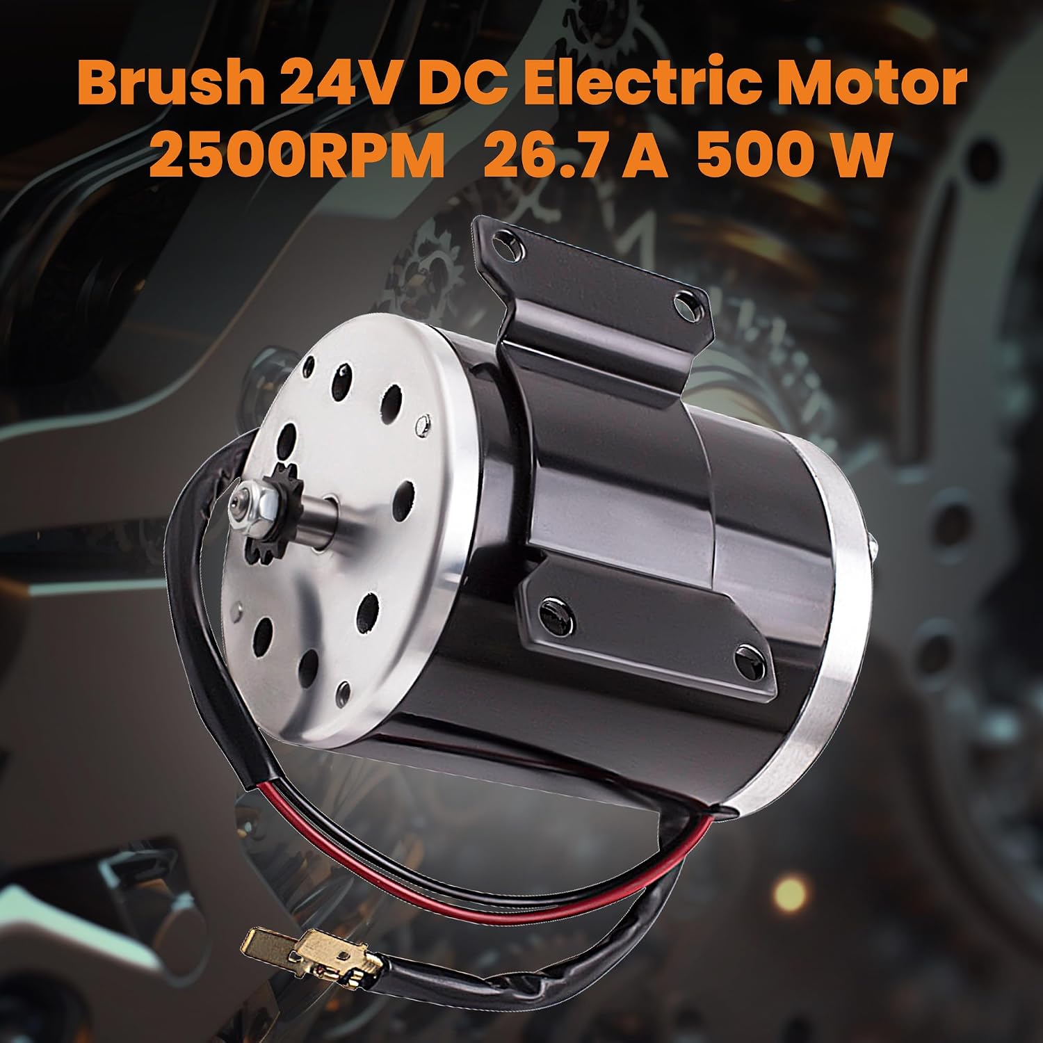 maXpeedingrods 500W 24V DC Brush Electric Motor ZY1020 with Bracket 2500RPM