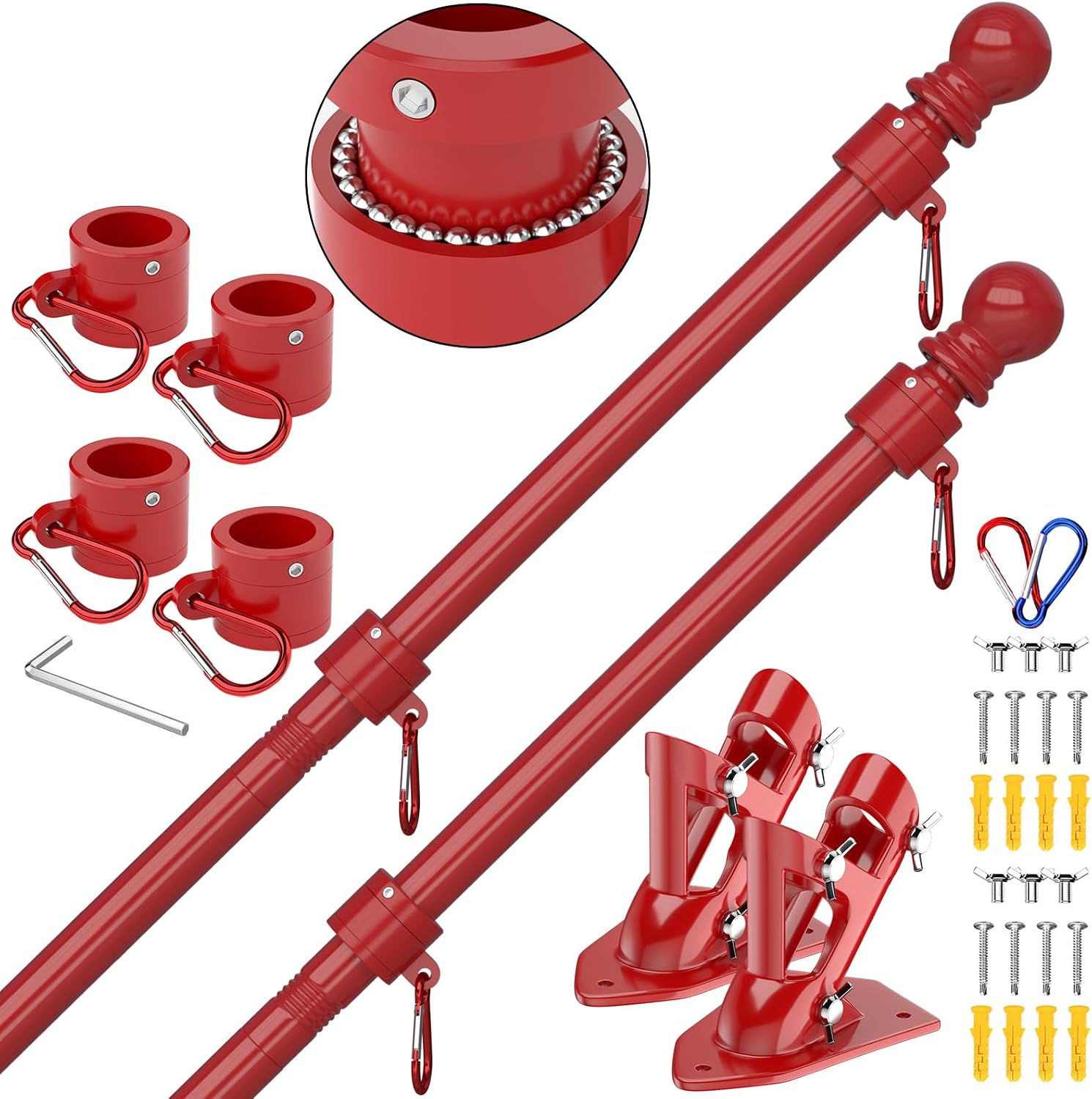 ZMTECH Flag Pole - Upgraded Bracket, 6 FT Stainless Steel Flag Poles for Outside House, Residential or Commerical