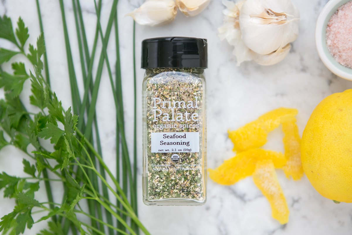 Primal Palate Organic Spices Seafood Seasoning, Certified Organic, 2.1 oz Bottle