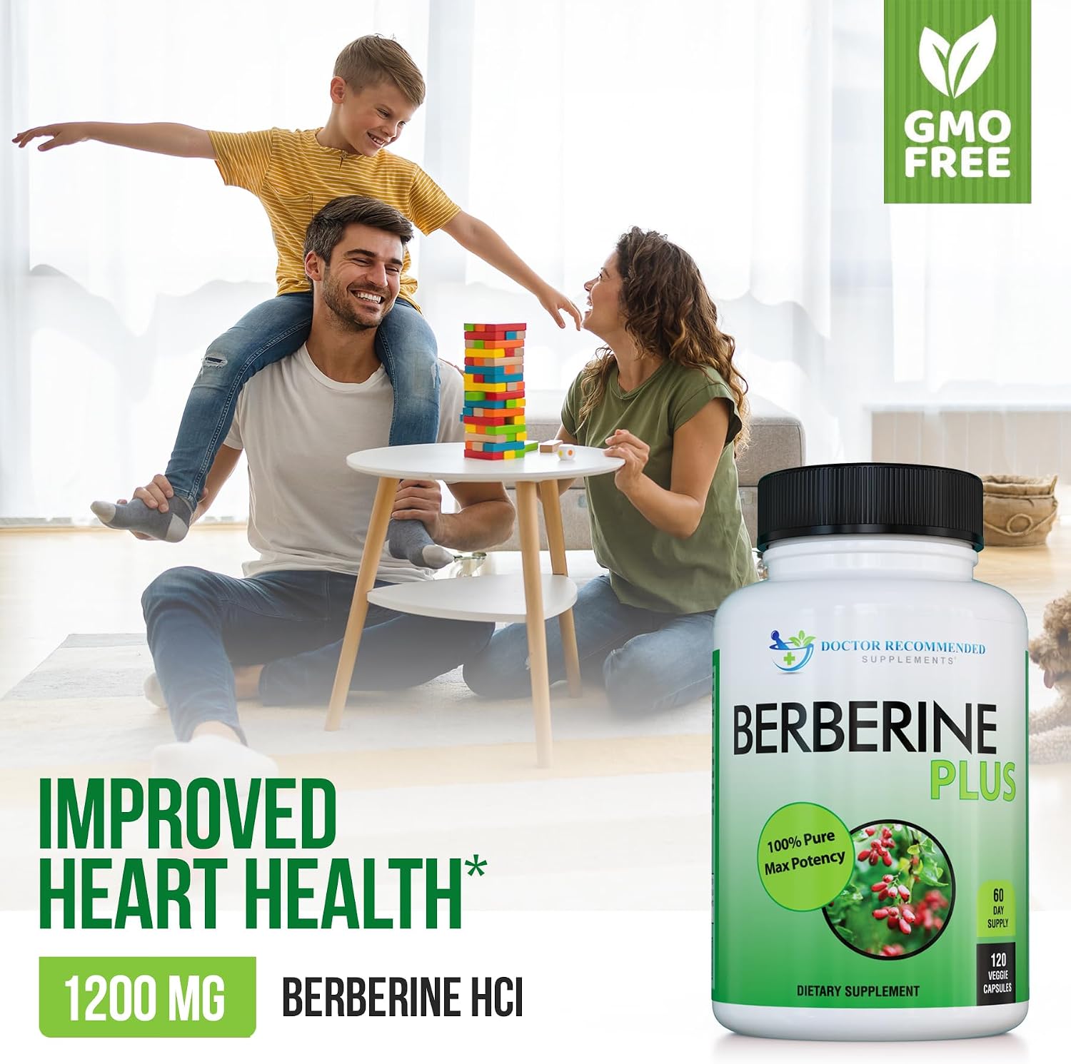 DOCTOR RECOMMENDED SUPPLEMENTS Berberine Plus 1200mg Per Serving - 120 Veggie Capsules with Royal Jelly
