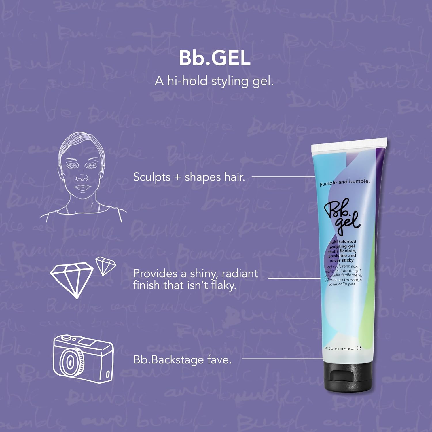 Bumble and bumble. Hair Gel Sculpting Medium | Flexible + Brushable | Adds Shine | Flake Free Finish | For All Curly, Wavy, Straight Hair Types