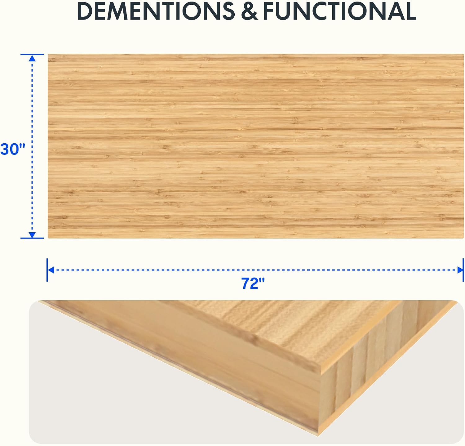 FLEXISPOT Acacia Solid Wood 55"x28" Butcher Block Desktop, Walnut | Acacia Solid Wood, Thick Beveled Edge, For Standing Desk, Office Table, Workbench, DIY Furniture Projects