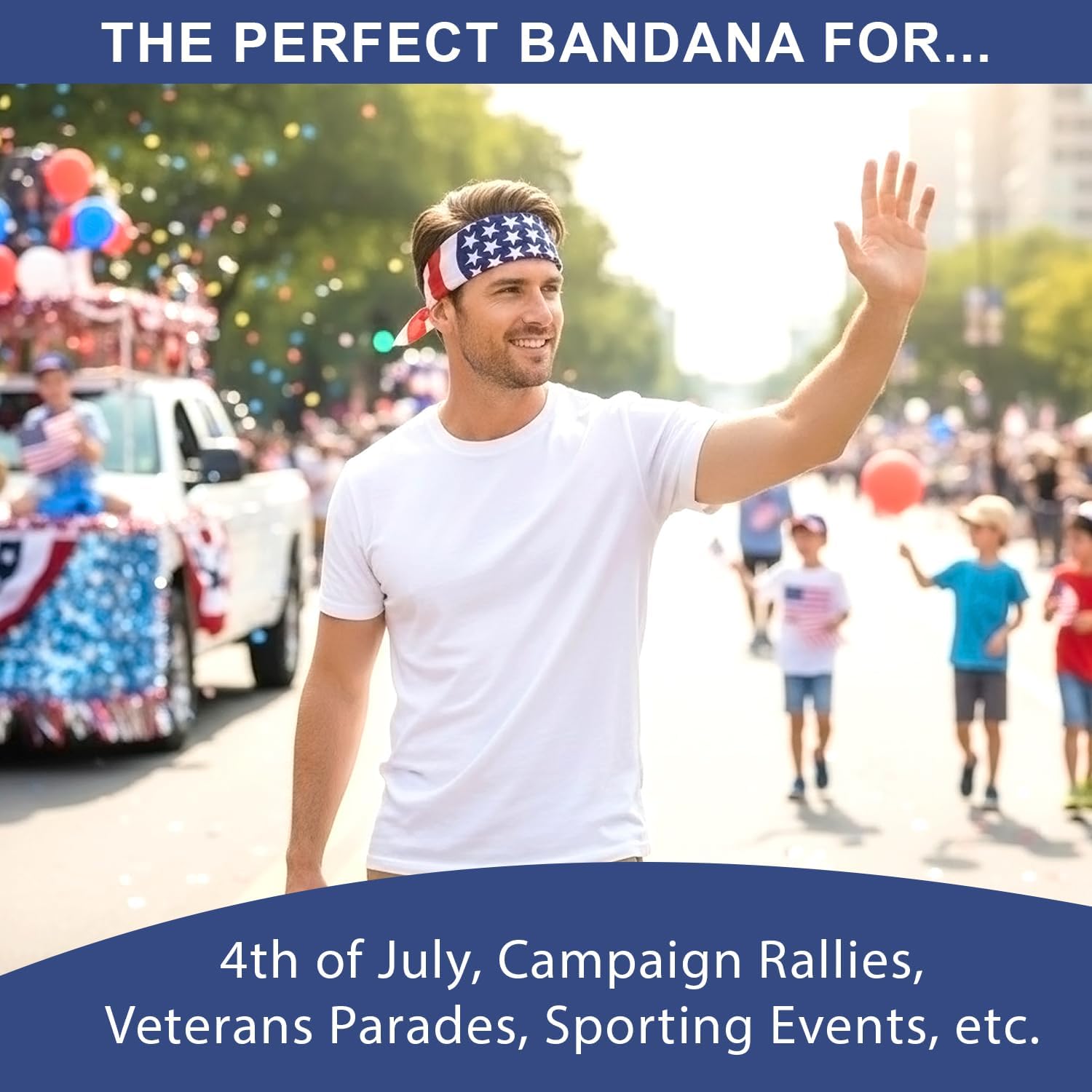 Costume Adventure American Flag Bandana Headband for Men and Women | Men's Patriotic USA Flag Bandana USA Apparel Clothing Bandanna America Apparel